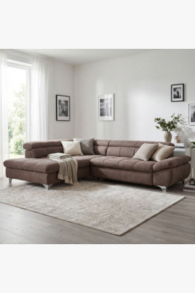 Ágyazható bal sarokkanapé keményfa vázzal, modern dizájn